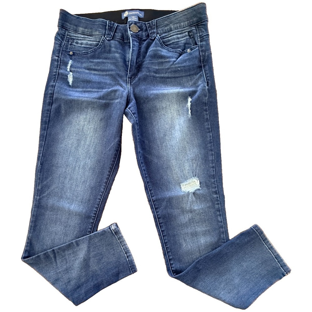 Democracy Absolution Jeans Womens 12 Blue Mid Rise Stretch Distressed Slim - Picture 1 of 9